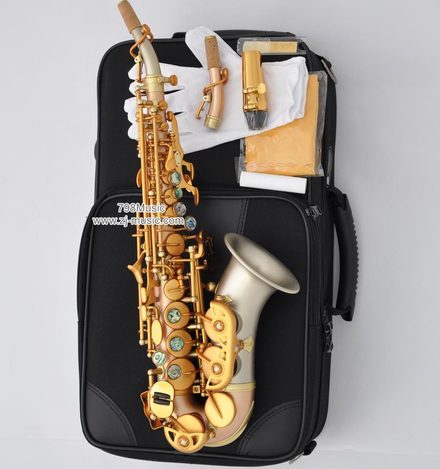 Bb Soprano Saxophone Matt Rose Brass-Abalone Shell-Curved