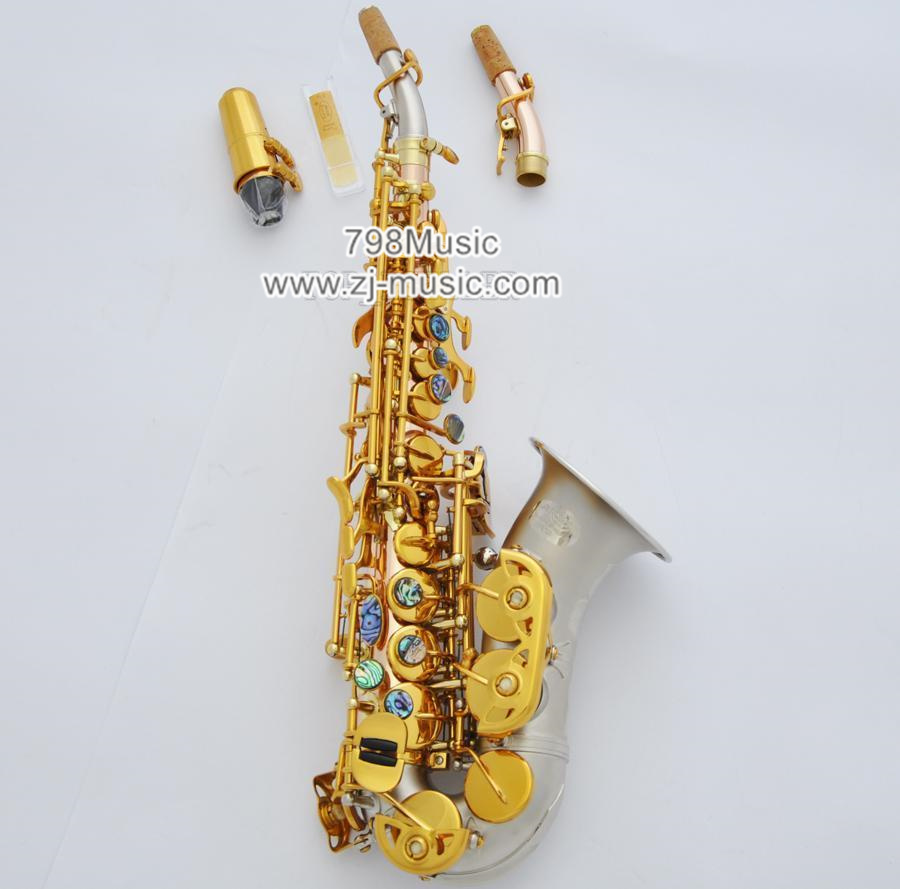 Bb Soprano Saxophone Rose Brass Matt Nickel-Abalone Shell-Curved