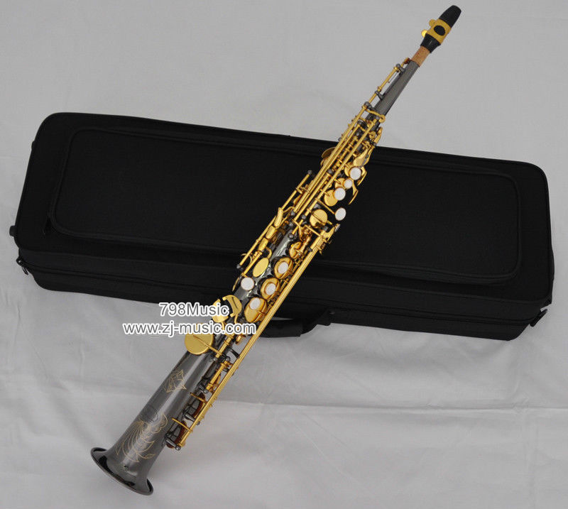 Bb Soprano Saxophone Black Nickel Gold Keys-Pearl Shell-Straight