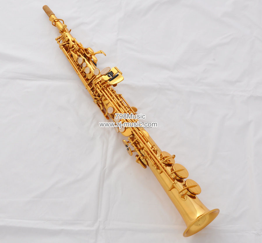 Bb Soprano Saxophone Lacquer Gold-Pearl Shell-2 Necks