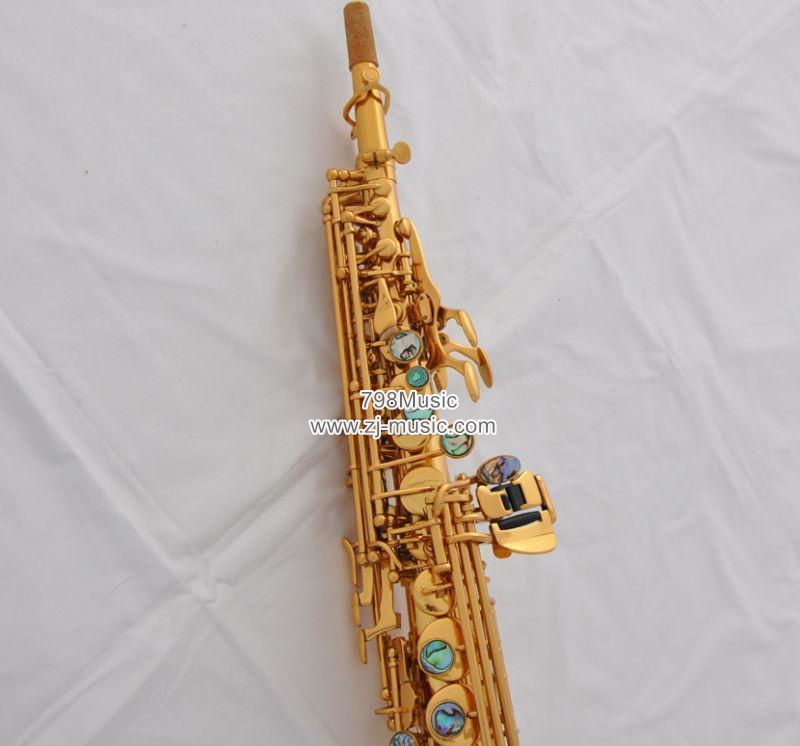 Bb Soprano Saxophone Gold Plated--Abalone Shell-2 Necks - Click Image to Close