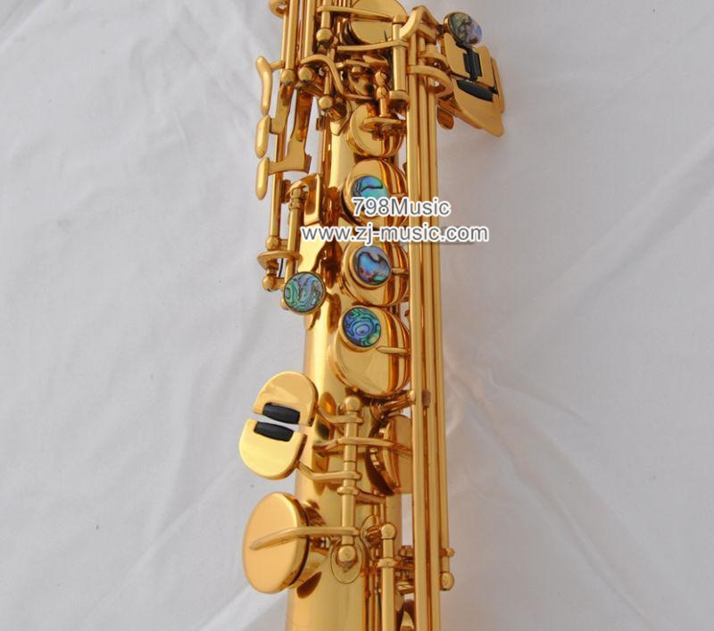 Bb Soprano Saxophone Gold Plated--Abalone Shell-2 Necks