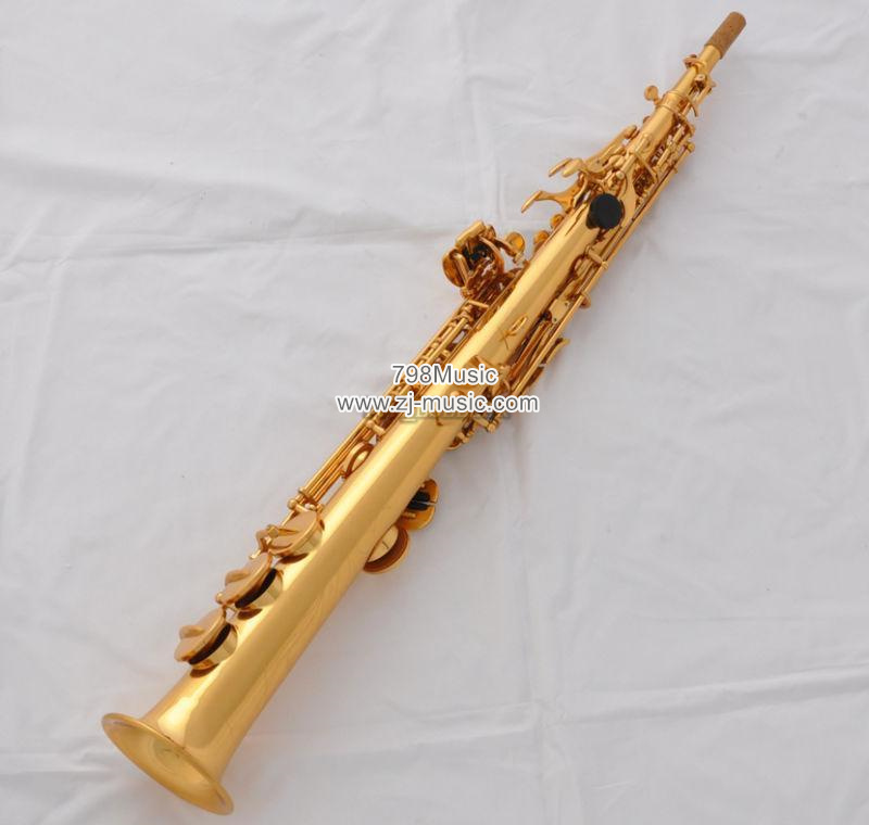 Bb Soprano Saxophone Gold Plated--Abalone Shell-2 Necks