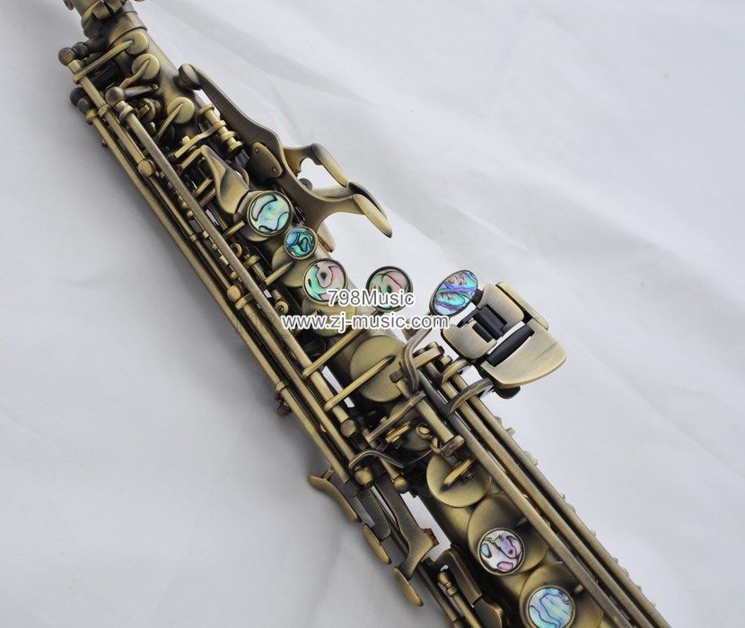 Bb Soprano Saxophone Antique-Abalone Shell-2 Necks