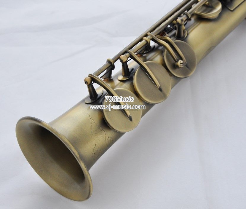 Bb Soprano Saxophone Antique-Abalone Shell-2 Necks