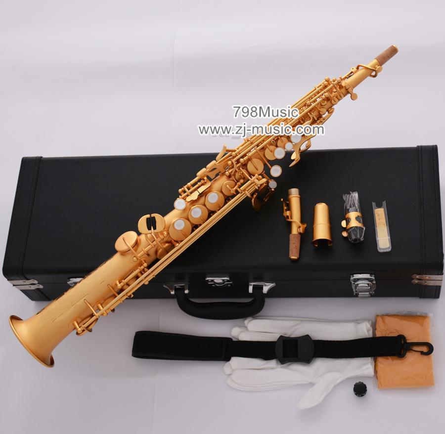 Bb Soprano Saxophone Satin Gold-Pearl Shell-2 Necks