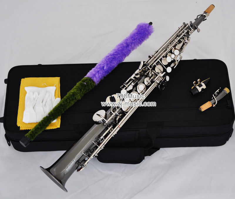 Soprano Saxophone Black Nickel-Silver Keys-Pearl Shell-2 Necks
