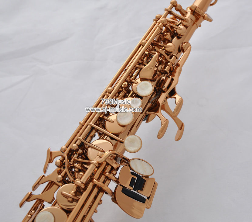 Bb Soprano Saxophone Rose Gold Plated-Pearl Shell-Curved Bell