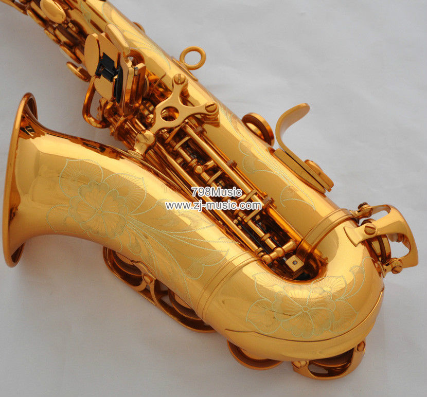 Bb Soprano Saxophone Electrophoresis Gold-Pearl Shell-Curved