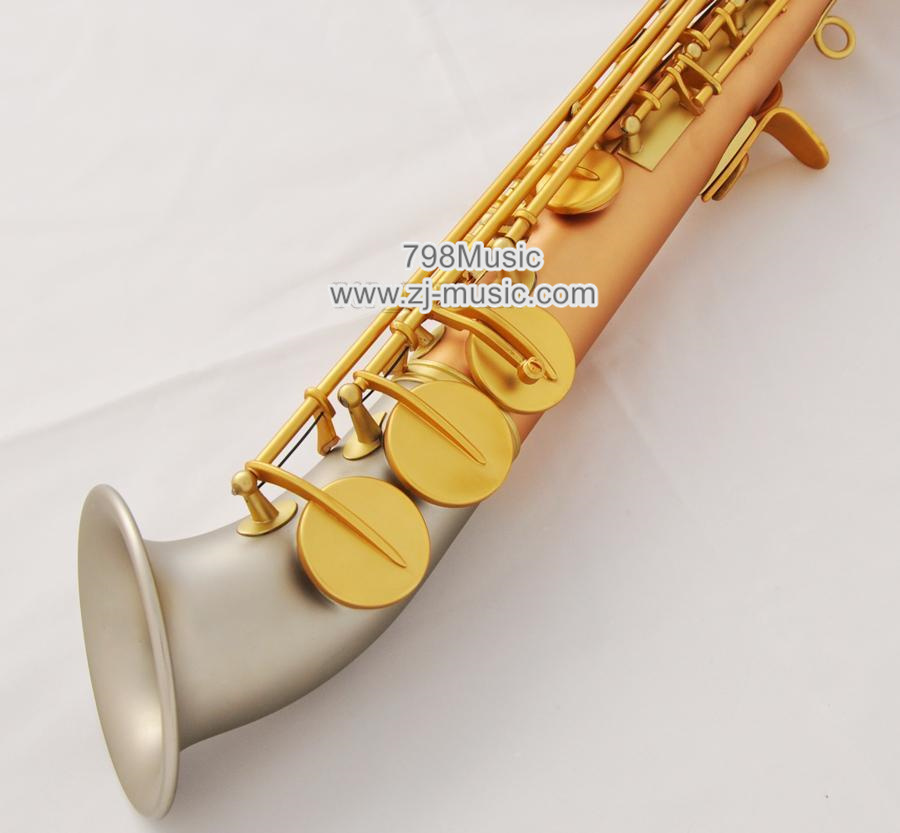 Bb Soprano Saxophone Matt Rose Brass-Black Shell-Curved bell