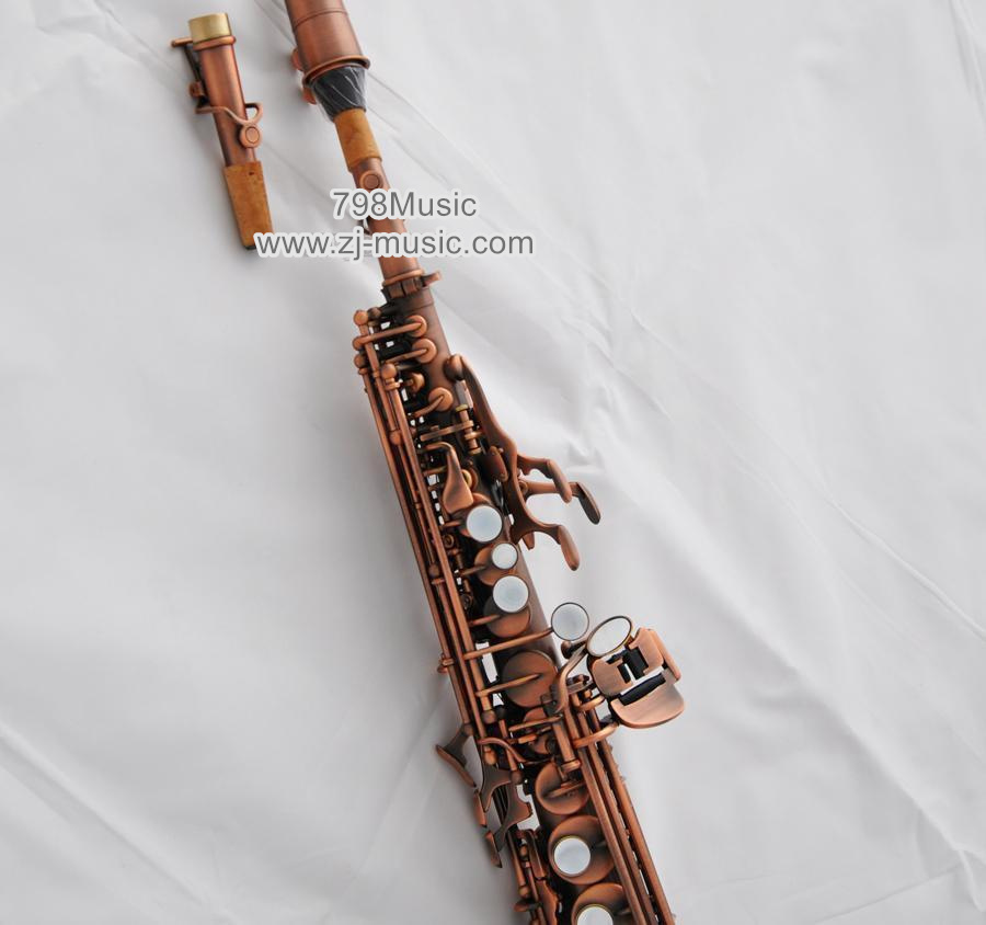 Bb Soprano Saxophone Red Antique-Pearl Shell-Curved Bell