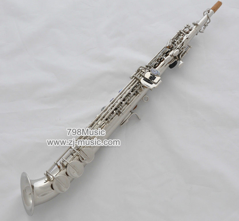 Bb Soprano Saxophone Silver Plated-Abalone Shell-Curved Bell