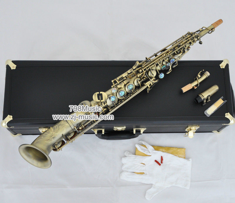 Bb Soprano Saxophone Antique-Abalone Shell-Curved Bell