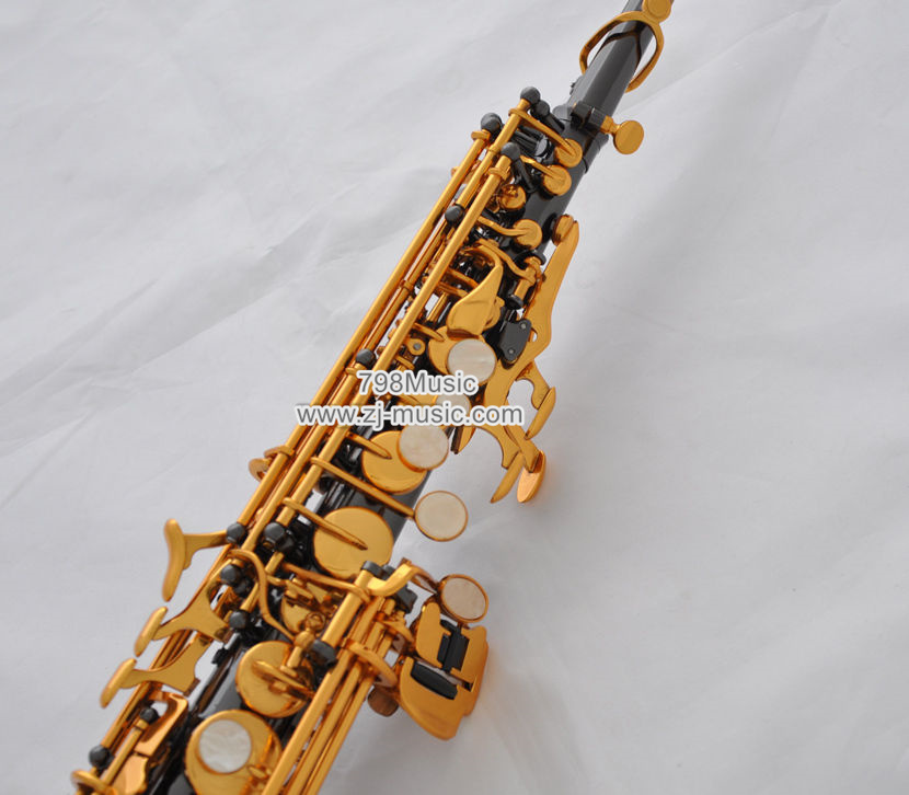 Bb Soprano Saxophone Black Nickel Gold-Pearl Shell-Curved Bell